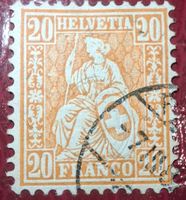 Sitzende Helvetia Nr. 48 Faser Papier Kat. 220.-