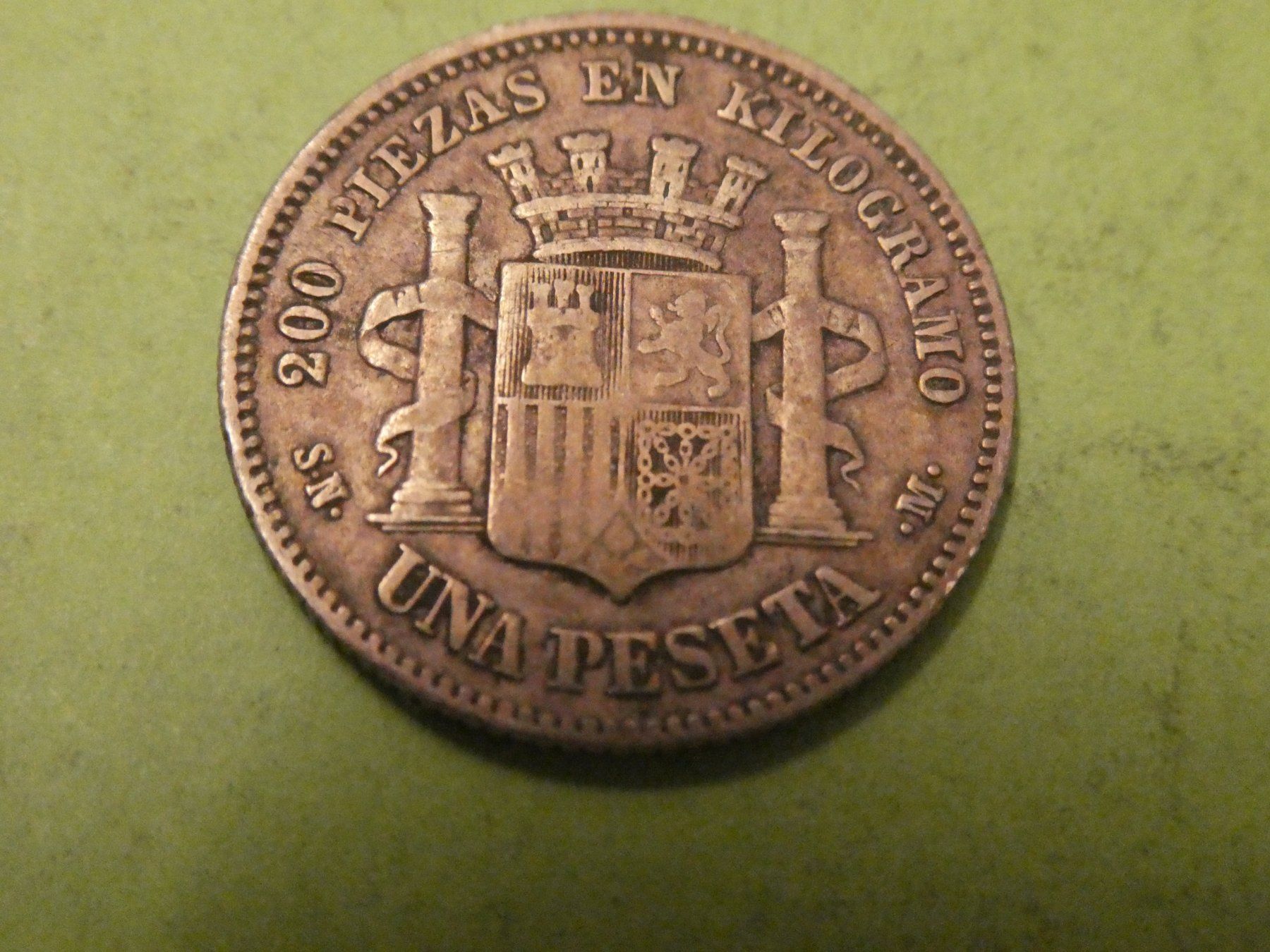 Tutti le monete: Spanien 1870, 1 Peseta   Silber – Usato da Hinterforst venduto da Rohusri 1