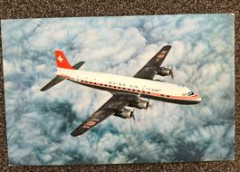 SWISSAIR  DC-6 B - Transatlanctic, alte Postkarte 1959