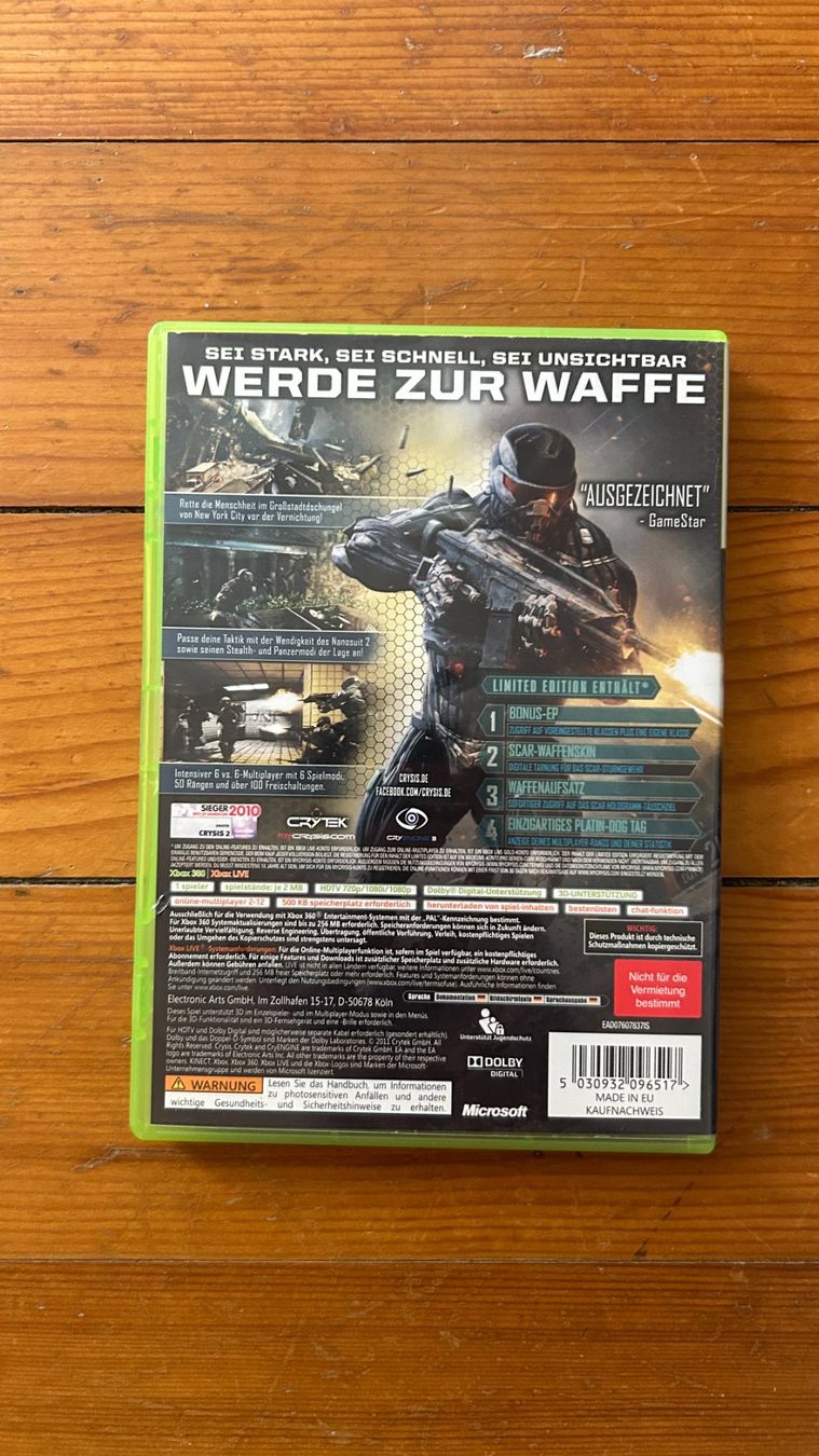 Microsoft Jeux: Crysis 2 | Multilingue | Xbox 360 – D'occasion à Alle par protokollstudio 1