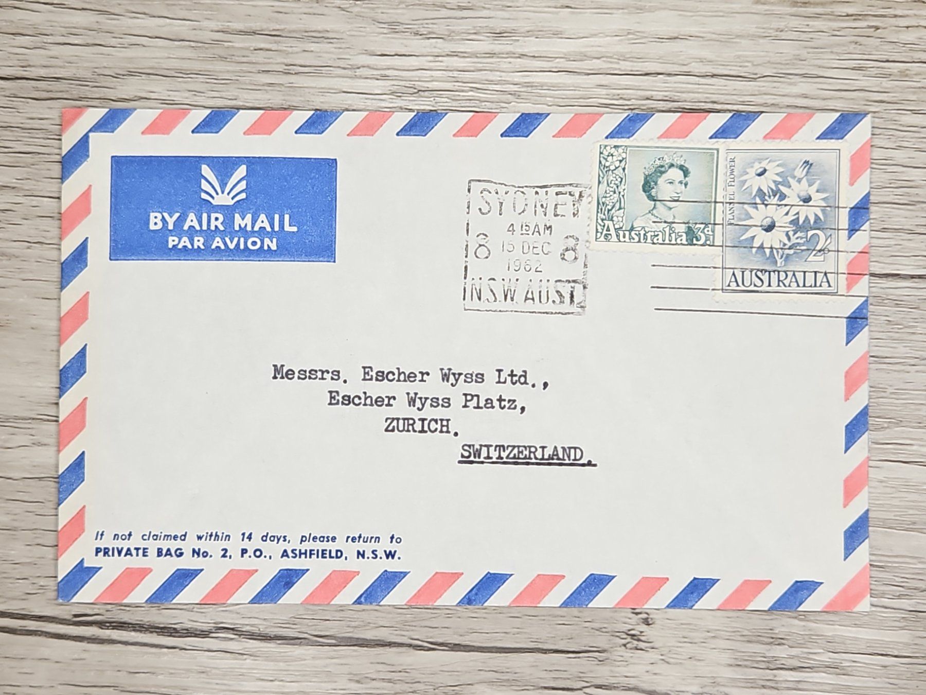 Tutti i francobolli: CL22 Enveloppe + Timbre Australie 1962 – Usato da Cousset venduto da Patrick_Collections
