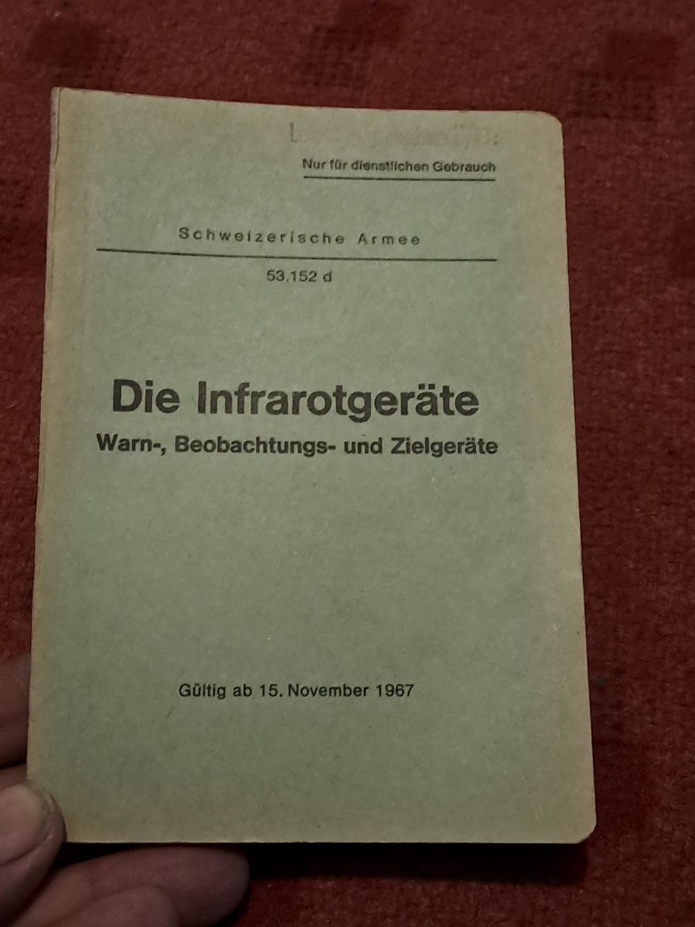 Bücher: Reglement  " Die Infrarotgerähte " – Gebraucht aus St.Gallen von Infanteriewerk 2
