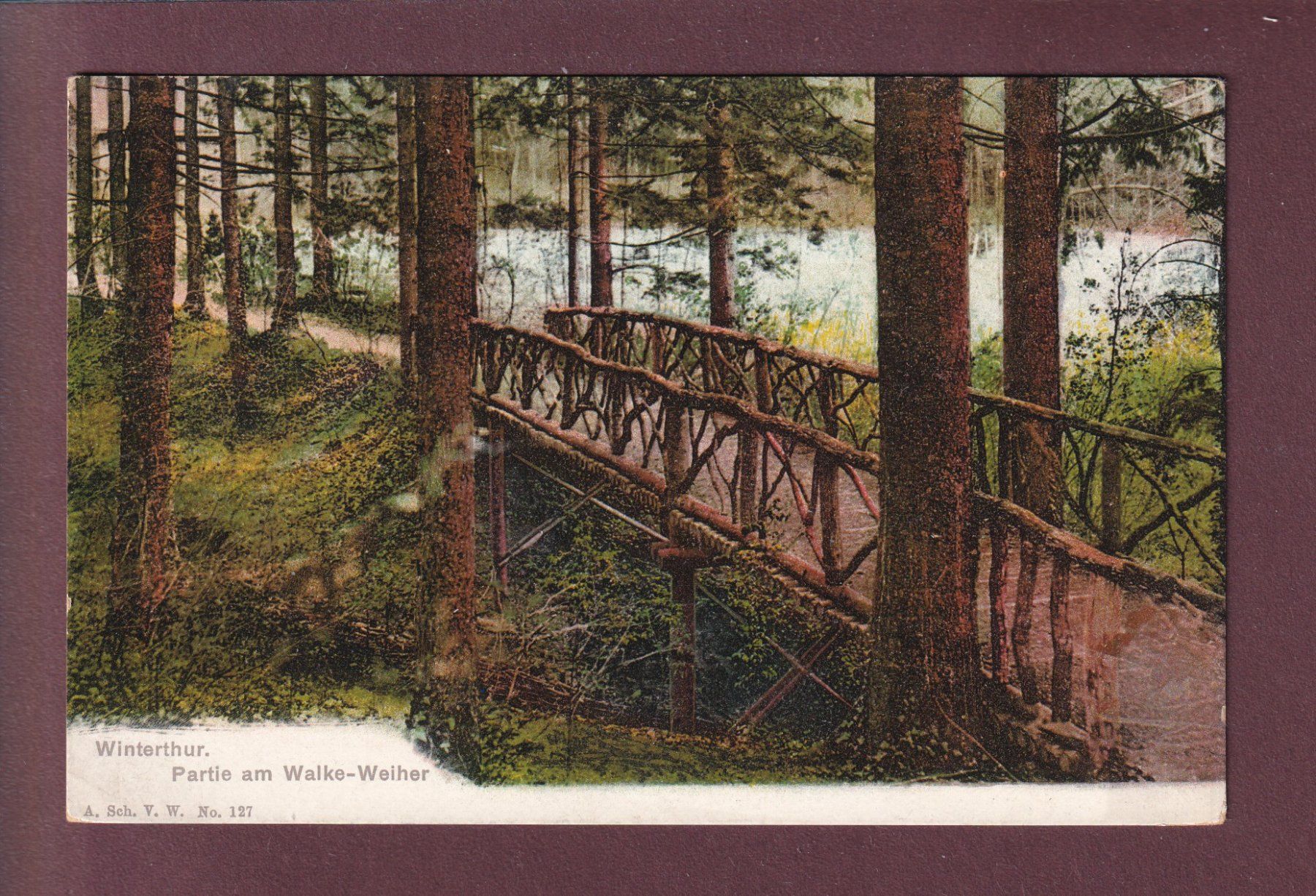 Cartoline postali: WINTERTHUR - Partie am Walke-Weiher - 1907 – Usato da Pully venduto da nicecards