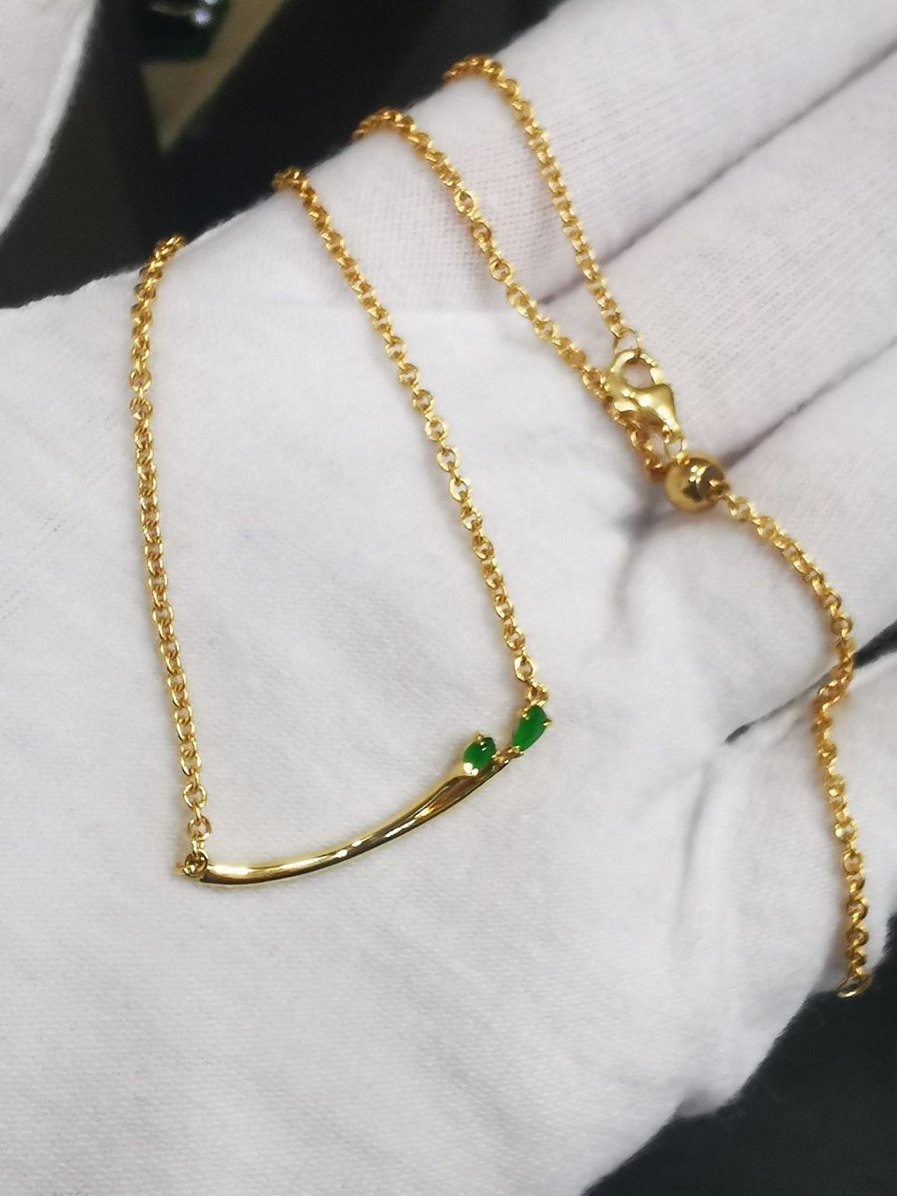 Catenine: Halskette, 18K Gold mit Jadeit, ca. 46cm – Nuovo e nell'imballaggio originale da Rümlang venduto da 21f 6