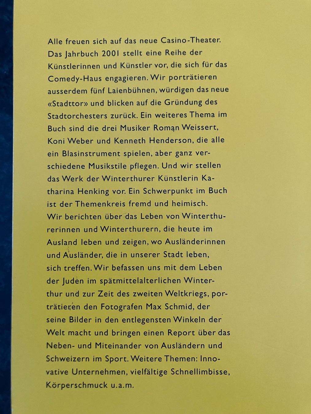 Libri: Winterthurer Jahrbuch 2001 – Usato da Winterthur venduto da efant12 2