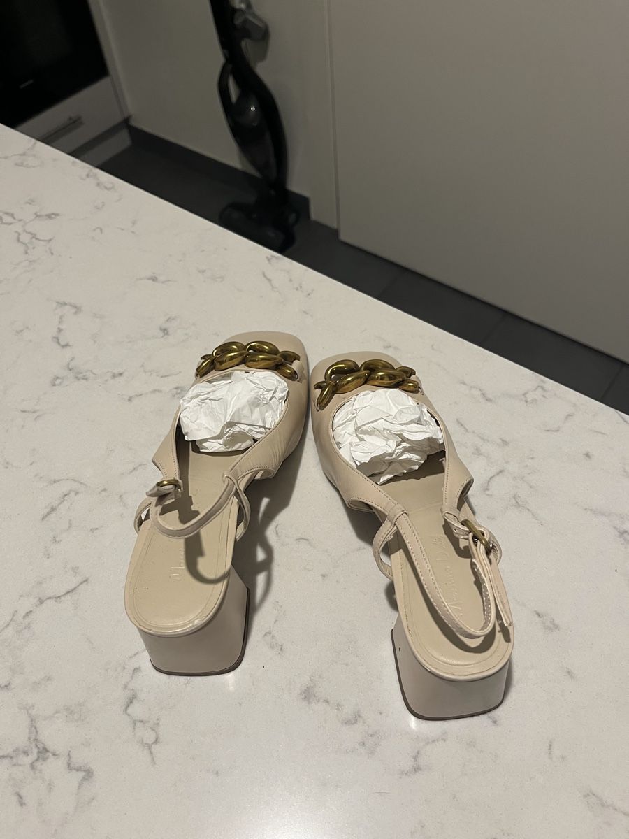 Massimo Dutti Scarpe da donna: Massimo Dutti heeled slingbacks with chain detail – Usato da Mies venduto da nic_yk5d 5