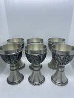 6x Weinrömer aus Spitzweg-Zinn – Zinn Kelche 13 cm – Vintage