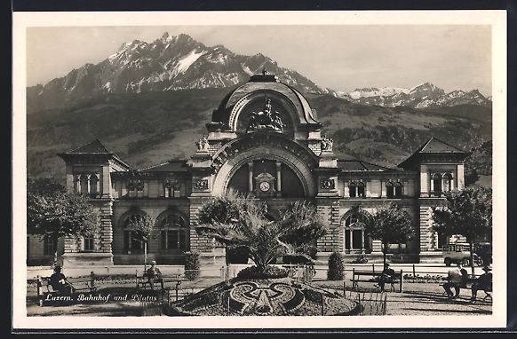 Cartoline postali: AK Luzern, Bahnhof und Pilatus – Usato da Berlin venduto da bartko-reher