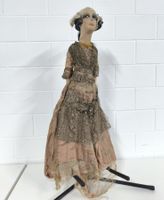 antike Puppe - 1920 - Seidenkleid - zur Restaurierung