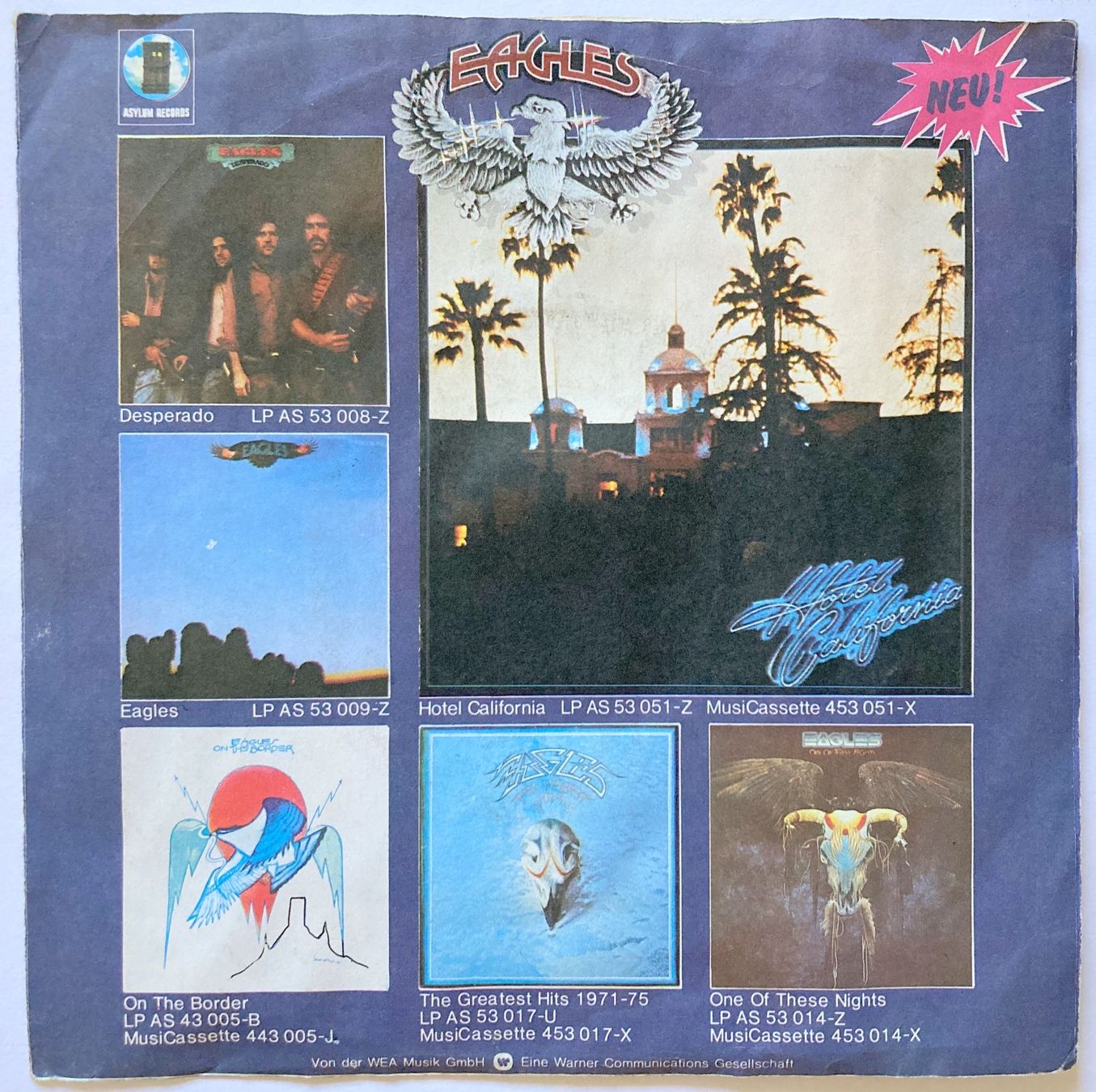 Dischi in vinile: EAGLES - HOTEL CALIFORNIA – Usato da Bottens venduto da hotter-than-hell 1