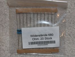 Widerstände - 680 Ohm 20 Stück ¼W 1% im minigrip