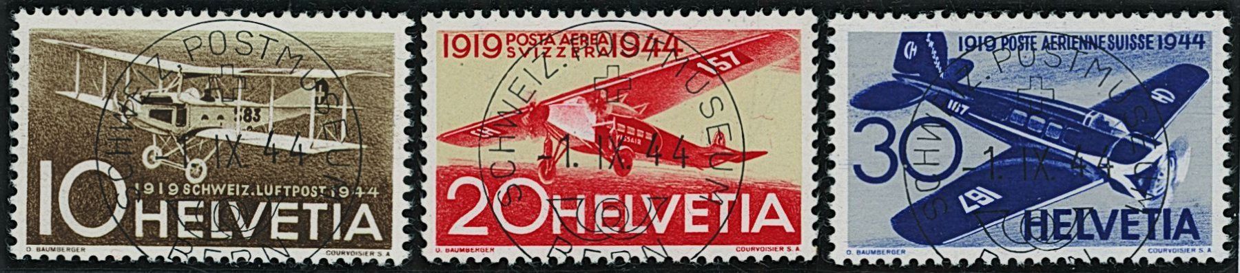 Tutti i francobolli: 1944 - Flugpost - Ersttag Voll Stempel ET – Usato da Schindellegi venduto da leecollect