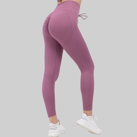 Scrunch Leggings Damen Gym HighWaist Nahtlos Flieder Rosa XL