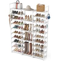 Schuhregal mit 10 Ebenen, Metallrohre, Schuhablage weiss
