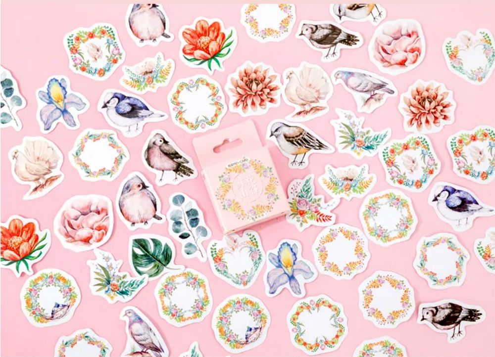 46 Stk. Sticker/Aufkleber - Schöne Vögel und Blumen | Kaufen auf Ricardo