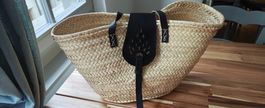 Panier Marocain Cuir Noir / Marokkanischer Korb Leder - Top