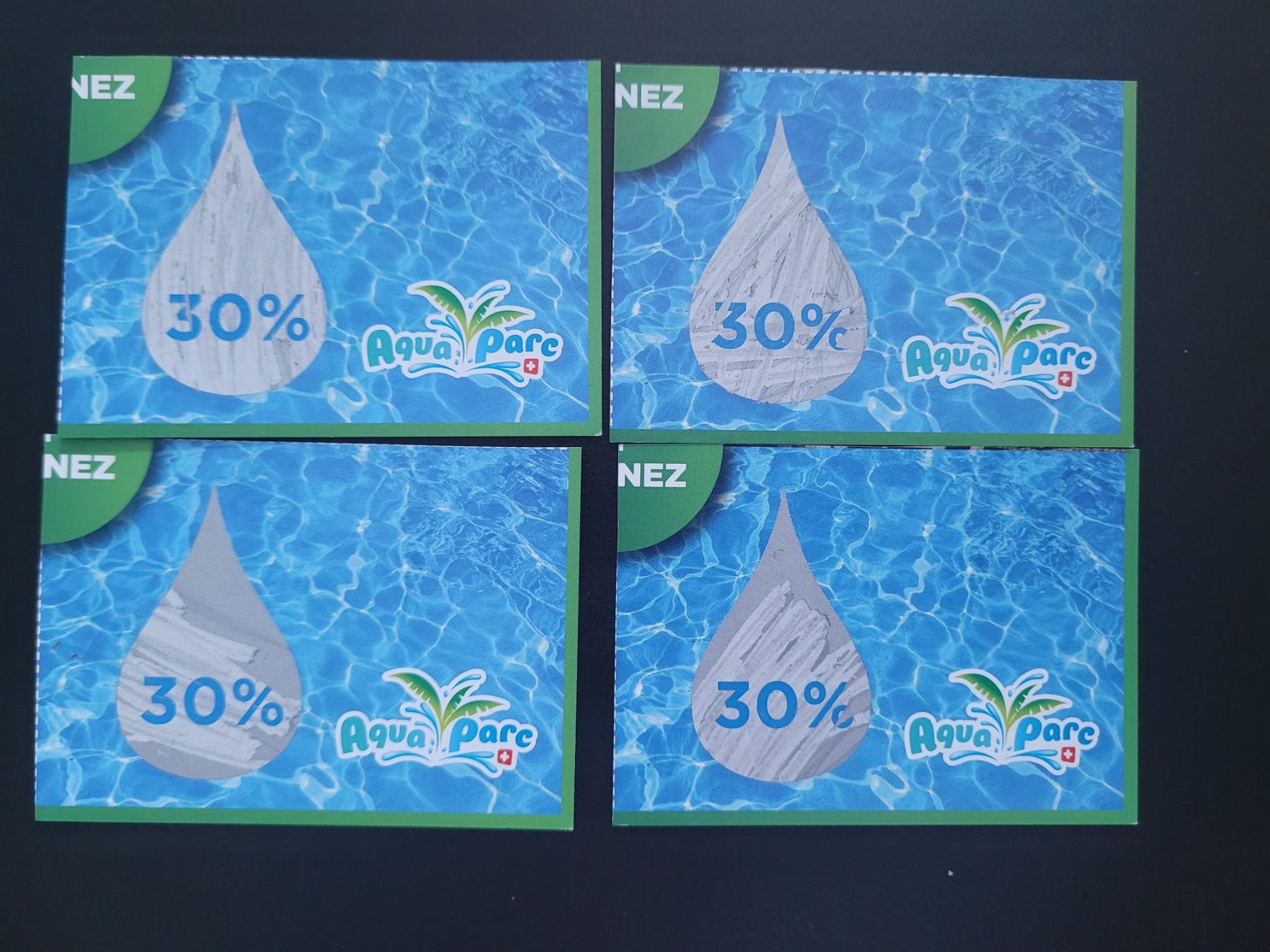 Buoni: 4 bons de réduction Aquaparc – Nuovo e nell'imballaggio originale da St-Maurice venduto da happy.family