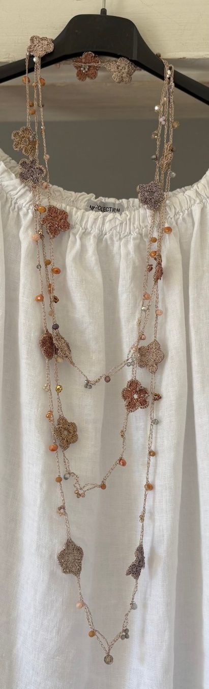Catenine: COLLIER "FLEURS" HANDMADE!! BEIGE ET ABRICOT – Nuovo e nell'imballaggio originale da Locarno venduto da NicoNion 7