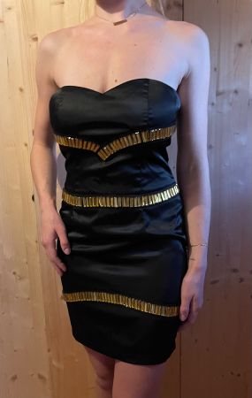 Glamour e sexy abito da sera di raso-tg S/M- nuovo
