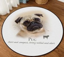Teppich Rund Motiv Hund: Mops (Pug) 60cm