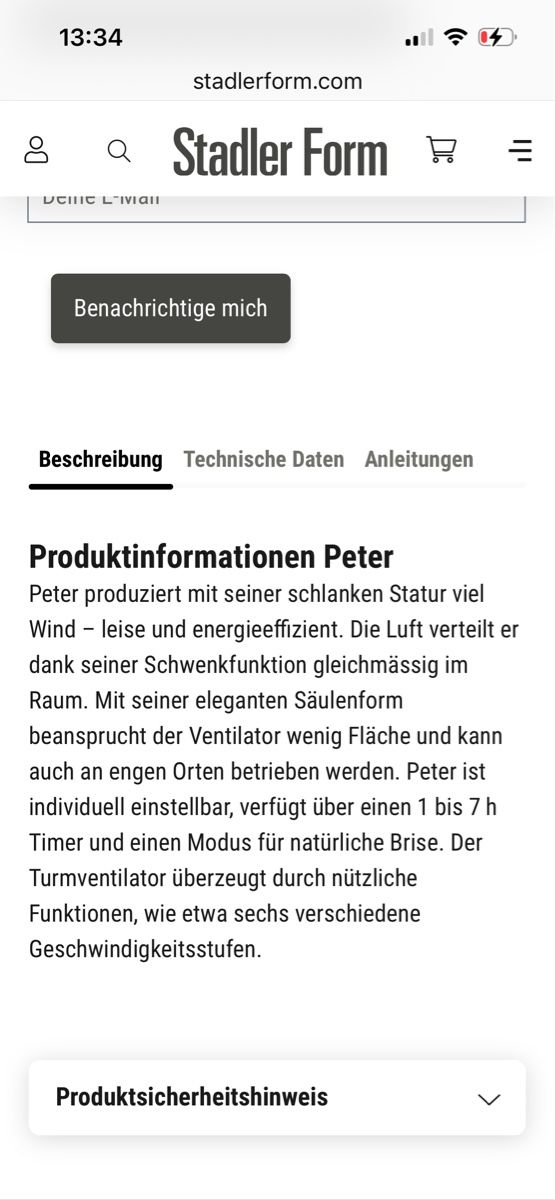 Stadler Form Ventilatoren: Stadler Form Ventilator Peter – Gebraucht aus Schlieren von Estelle007 3