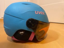 46-52 Uvex Kinder Skihelm mit Visier hellblau unfallfrei