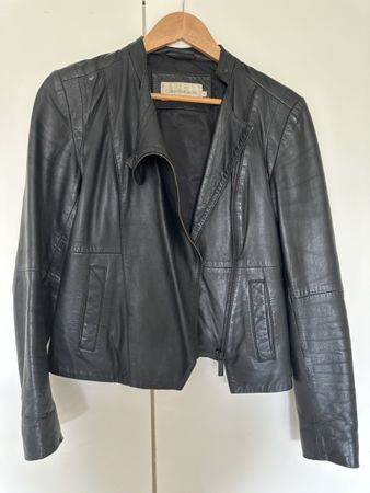 Calvin Klein Black Leather Jacket, Size S - Great Find!