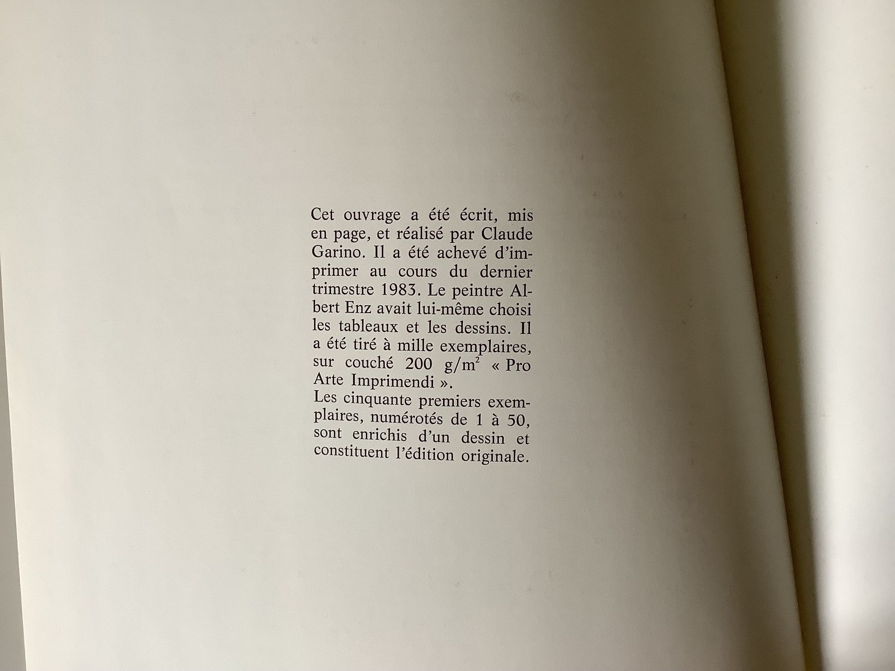 Libri: Albert Enz - 1909 - 1982 - Kunstbuch limitierte Auflage – Usato da Bassersdorf venduto da F-104fan 5