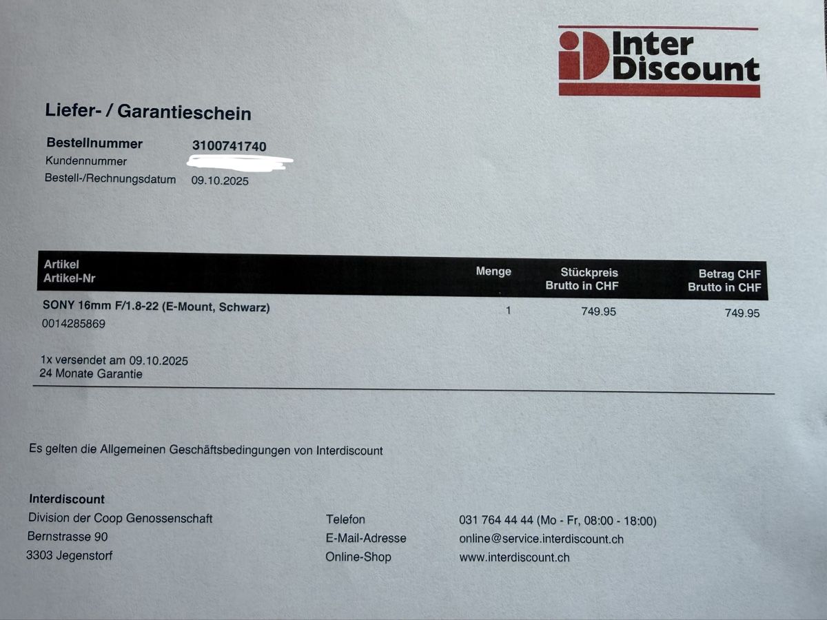 Sony Objektive: Sony 16mm f1.8g – Neu (gemäss Beschreibung) aus Chesalles-sur-moudon von Momo1500 4
