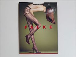 Strumpfhose Gr. M FALKE Luxus stone mit Bordüre NEU