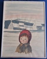 R.CZAPKA  (RU) -  Winter in Flandern, AQUARELL (Mädchen )