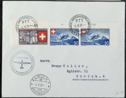 Schweiz 1939 Landesausstellung Zürich Eröffnung 1. Meldeflug