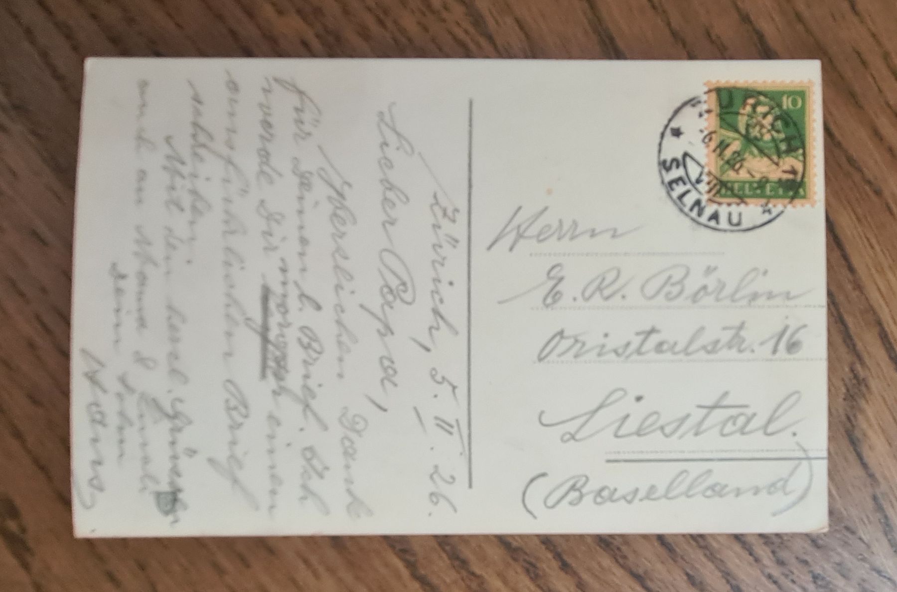 Cartoline postali: Zürich Alpenquai 1926 – Usato da Ebikon venduto da Donar50 1