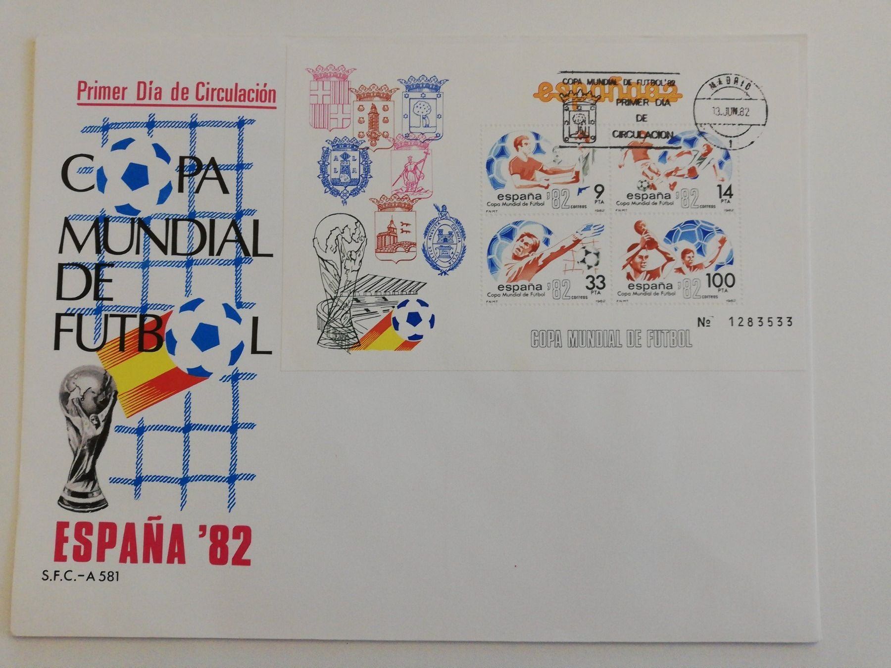 Alle Briefmarken: Spanien: Ersttagsbriefe mit den beiden WM '82 Blocks – Gebraucht aus zumikon von lotegrandote 1