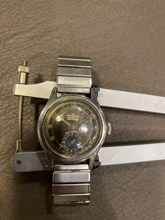 Montre MARVI Vintage Mécanique, Mouvement AS 1194, Boîtier Doré, Cadran Cuivré - Occasion, Fonctionne