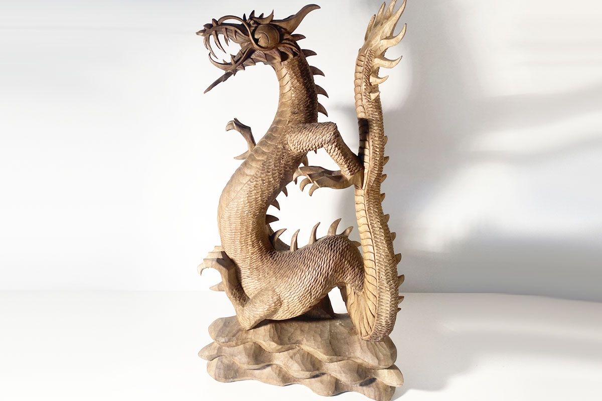 Sculture & Statue: Handgeschnitzer Holz Drache Bali 80 cm – Usato da Ballwil venduto da ClassicGallery