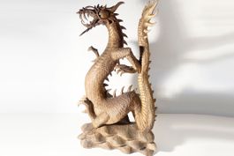 Handgeschnitzer Holz Drache Bali 80 cm