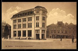 AK St. Gallen, Partie an der Kornhausstraße mit Eidgenössisc