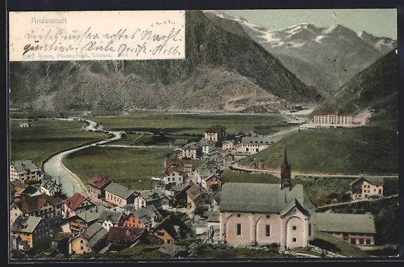 Ansichtskarten: AK Andermatt, Teilansicht mit Kirche – Gebraucht aus Berlin von bartko-reher