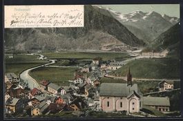 AK Andermatt, Teilansicht mit Kirche