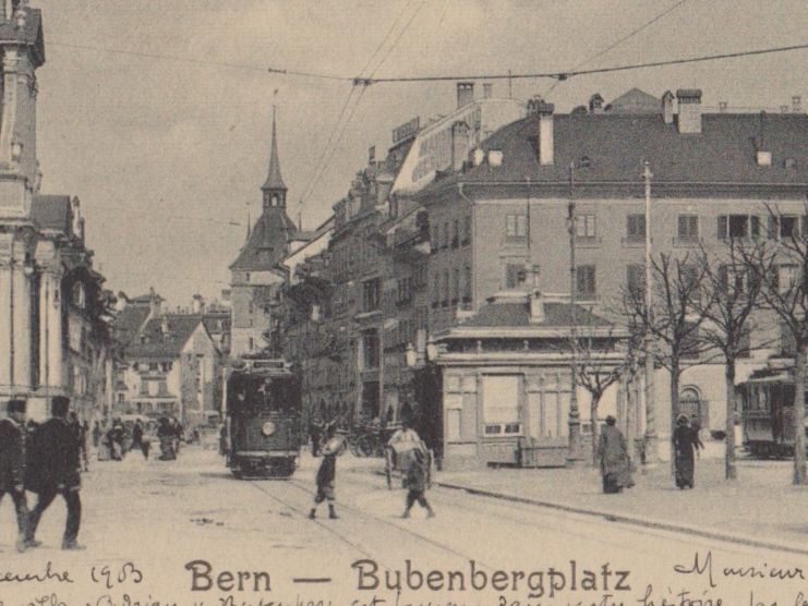Cartoline postali: AK Bern - Bubenbergplatz - belebt - Tram - 30.12.1903 – Usato da Kirchberg BE venduto da Mgh 1