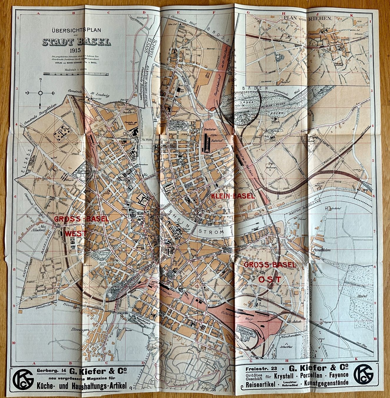 Cartine & Atlanti: Übersichtsplan der Stadt Basel 1915 – Usato da Zürich venduto da allp