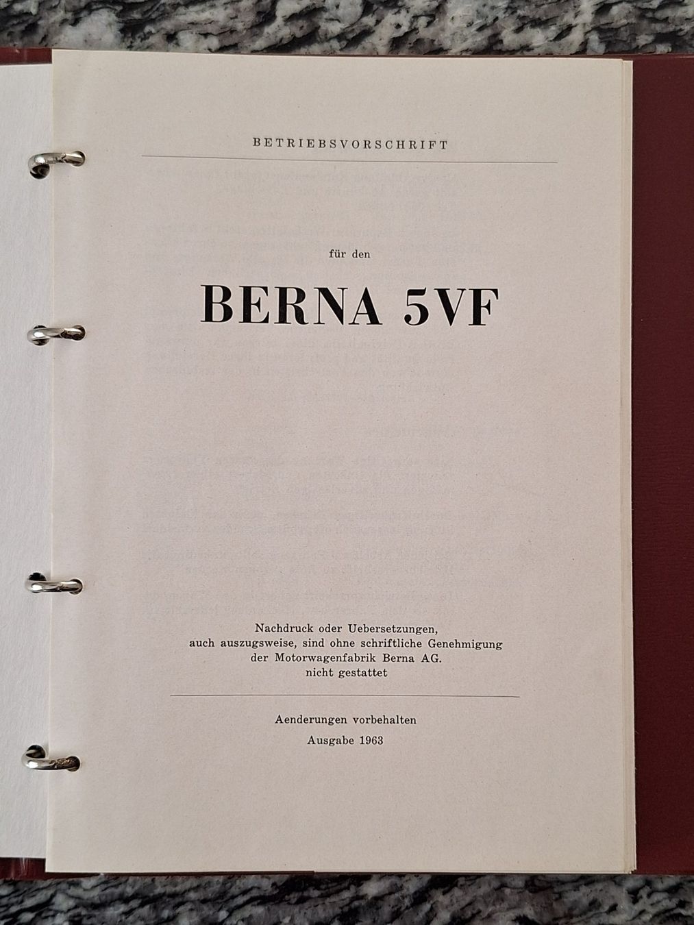 Documenti: Betriebsvorschrift, Berna 5VF – Usato da Lohn-Ammannsegg venduto da Beo71 1