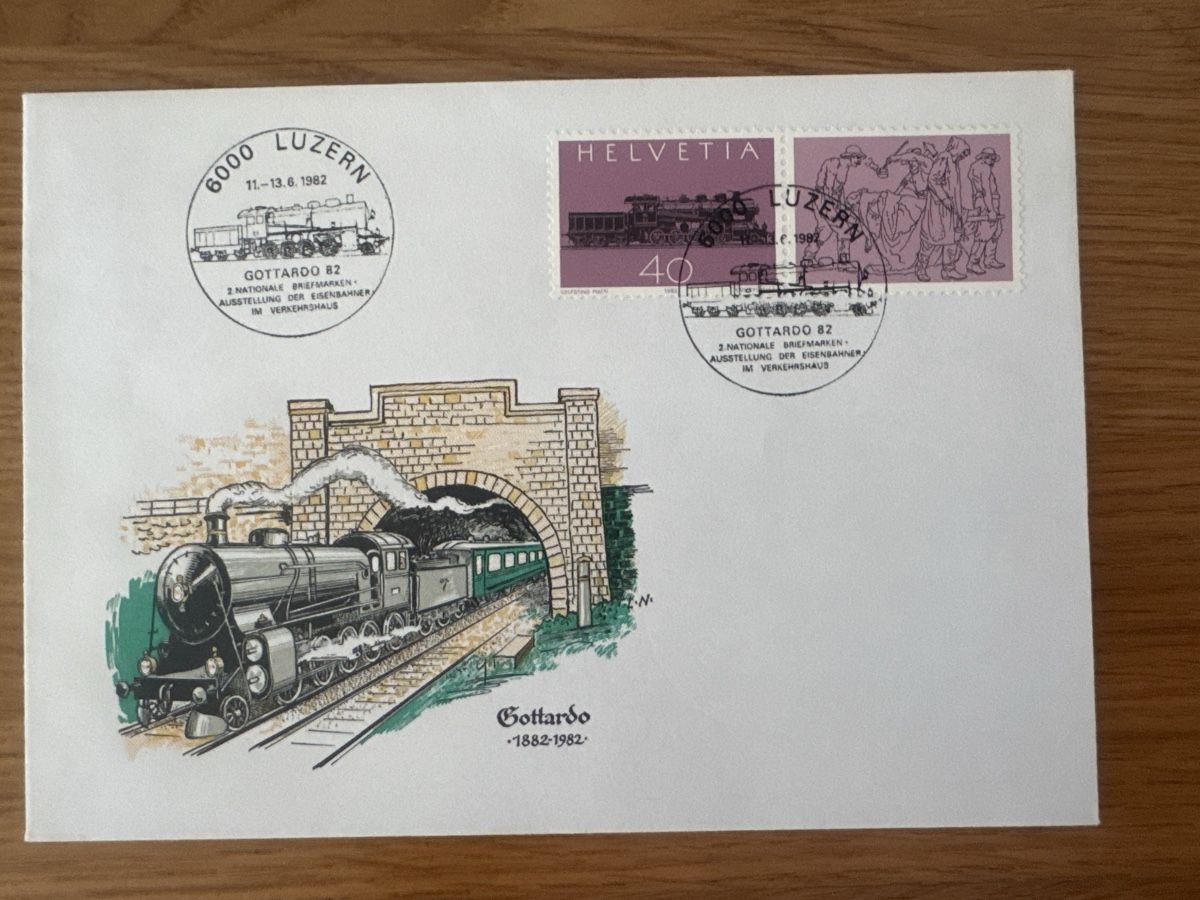 Alle Briefmarken: Ersttagsbrief FDC Gottardo 82 Luzern 1982  – Gebraucht aus Muhen von Kusi_