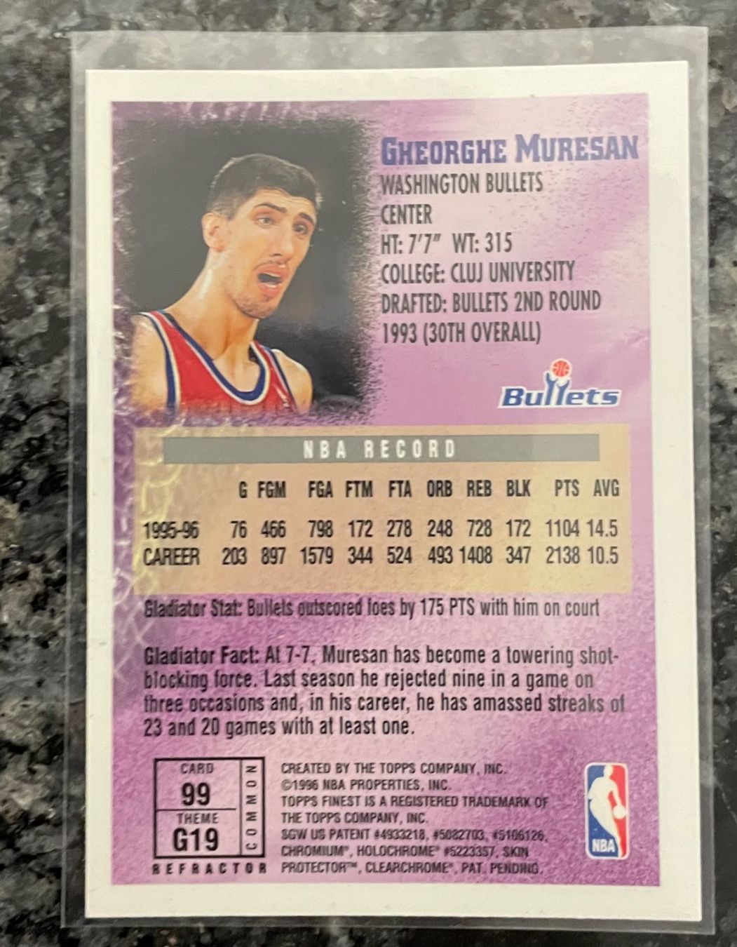 Topps Carte collezionabili: NBA Georgeh Muresan Topps Finest Refractor Card – Nuovo (secondo la descrizione) da Muttenz venduto da joba23 1