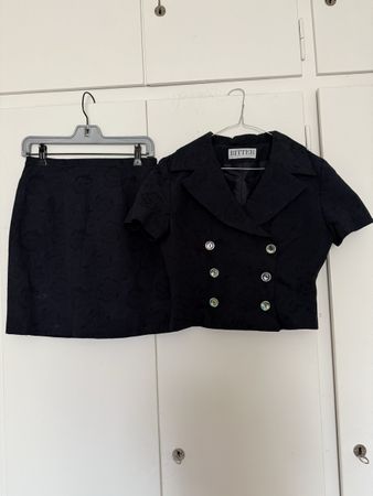 Damen  Kostüm Set dunkelblau Gr. 38/40 Vintage Retro