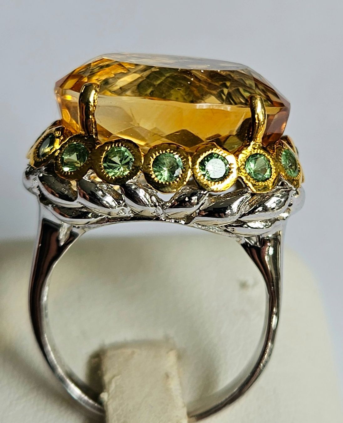 Anelli: Ring mit grossem Citrin und Peridots Grösse 58 – Nuovo (secondo la descrizione) da Zürich venduto da benedikt12 9