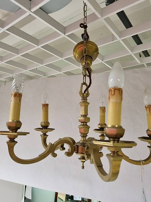 Lampadari & plafoniere: Lustre de salon en laiton. Cinque branches – Nuovo (secondo la descrizione) da Lausanne venduto da casa56 2