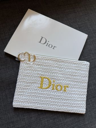 Dior Beauty White Summer Raffia Pouch