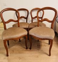 4x Vintage Holzstühle mit Polster – Set, Federung, 1 gelöst